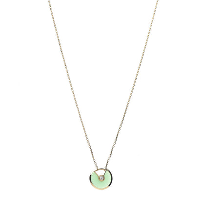 Cartier 18K Yellow Gold Diamond Chrysoprase XS Amulette de Cartier Pendant Necklace 1 of 6
