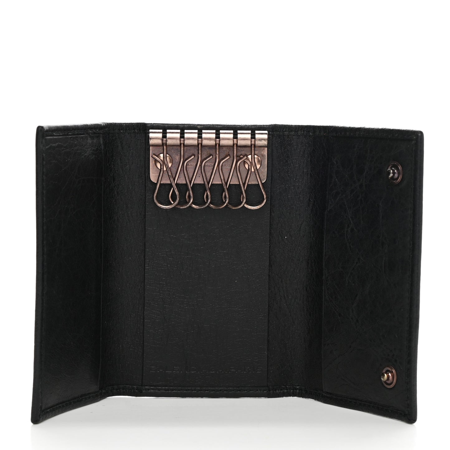 Agneau Giant 12 Rose Gold Hardware Osaka Key Holder Black