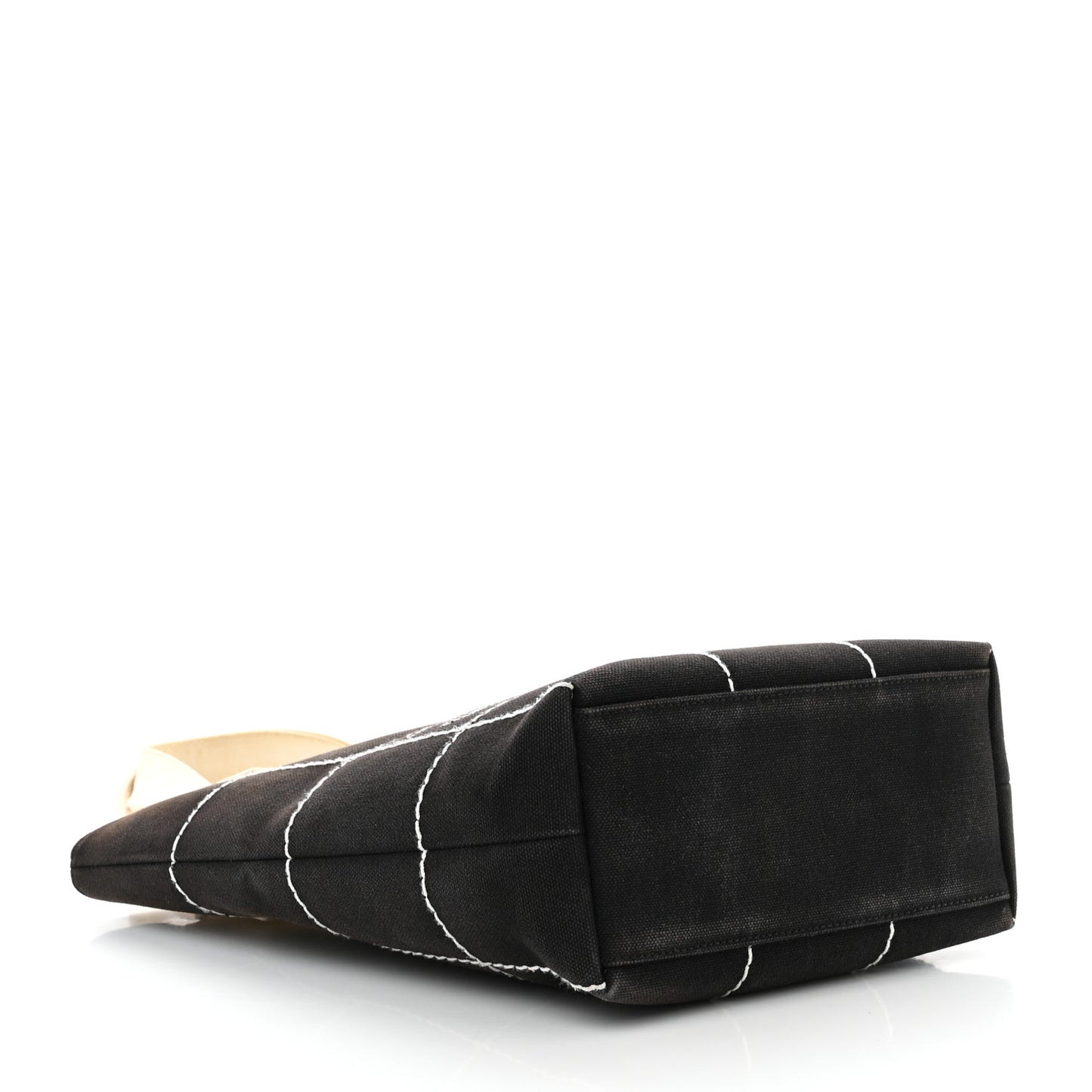 Canvas Square Stitched CC Small Tote Bag Black