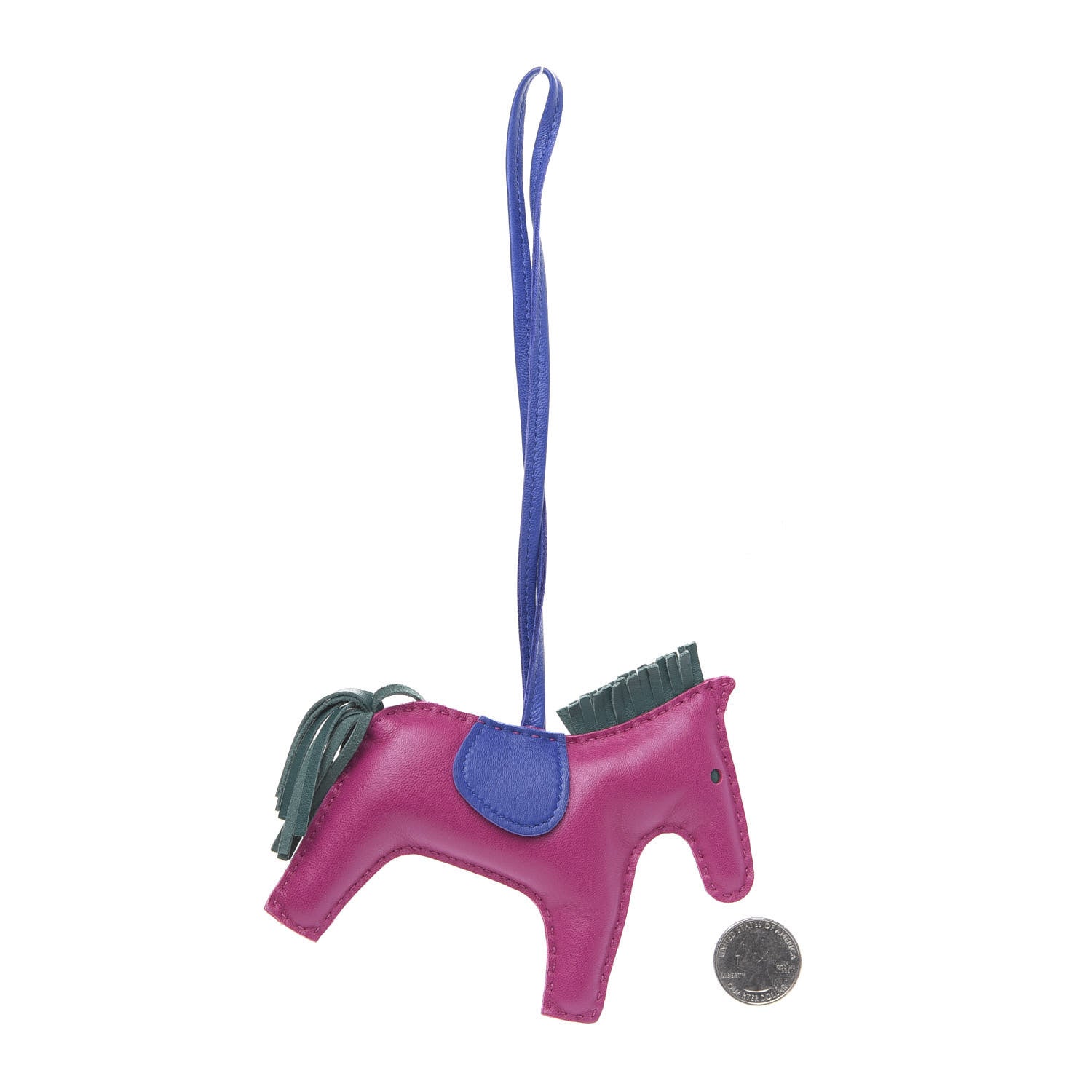 Hermes Milo Lambskin Grigri Rodeo Horse Bag Charm MM Rose Pourpre Malachite Bleu Electrique 2 of 4