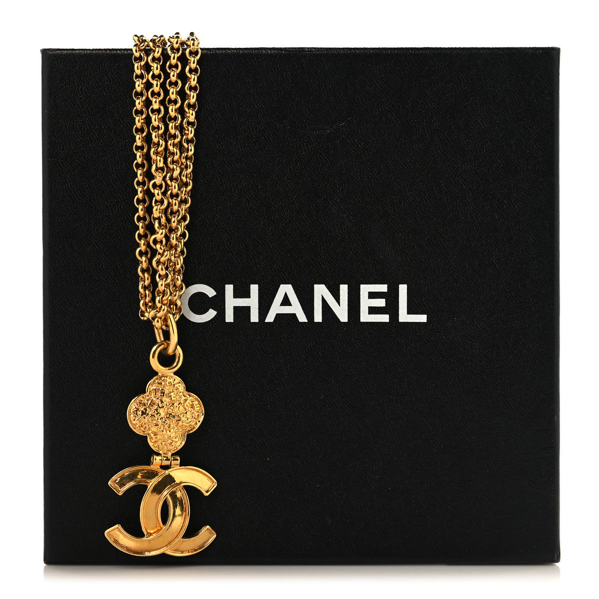 Metal CC Clover Pendant Necklace Gold