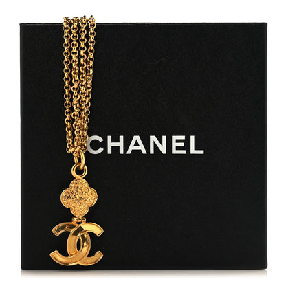 Chanel Metal CC Clover Pendant Necklace Gold 6 of 6
