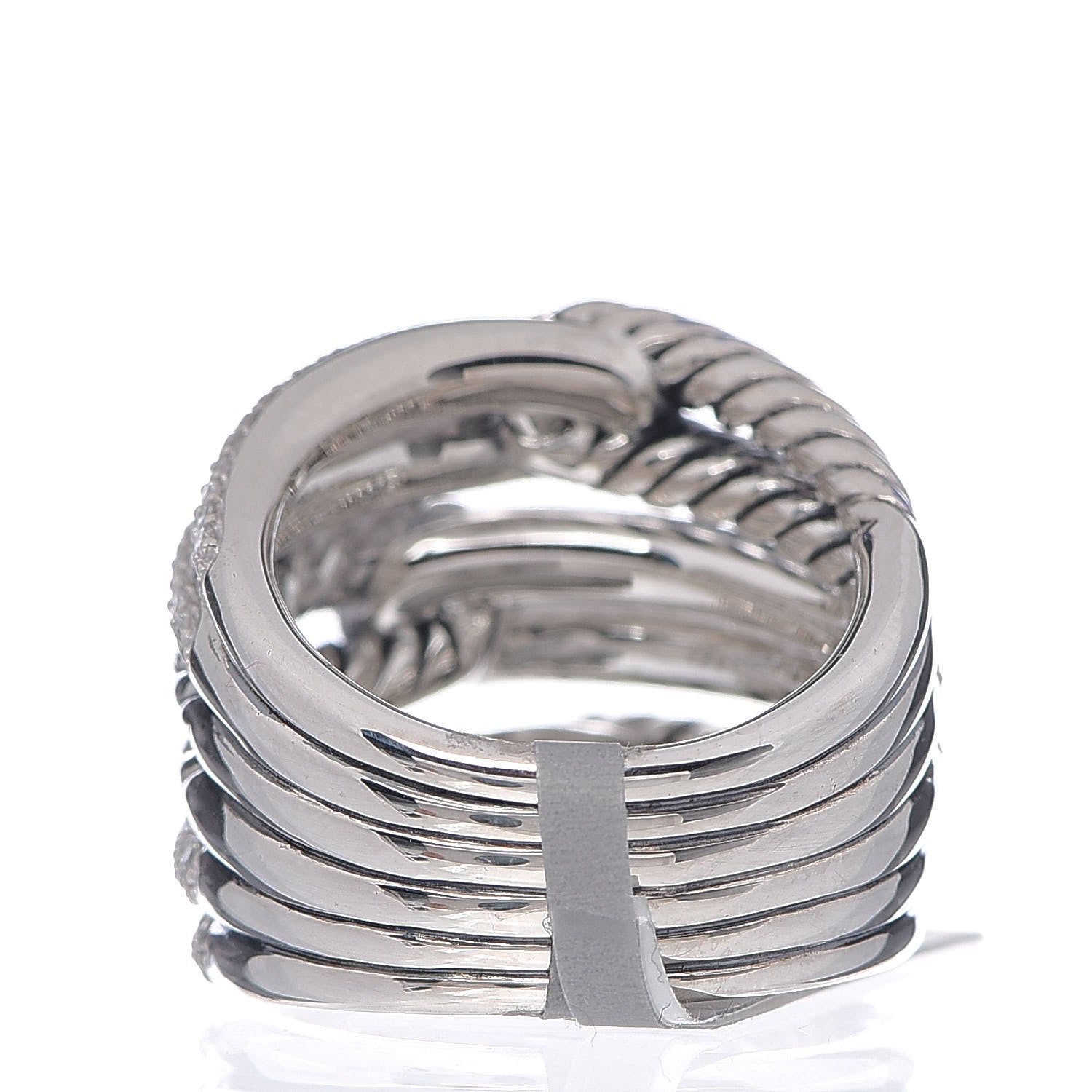 David Yurman Sterling Silver Diamond 19mm Labyrinth Triple Loop Ring 52 6 3 of 4