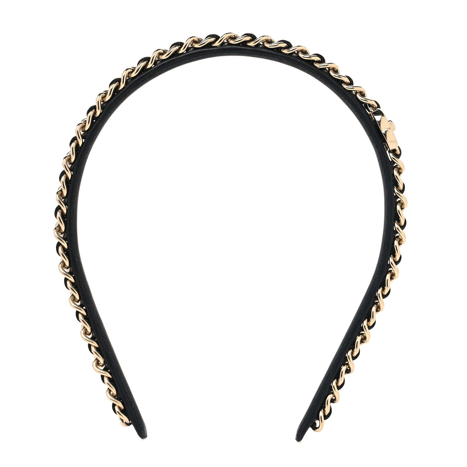 Chanel Metal Lambskin CC Turnlock Chain Headband Gold Black 1 of 4