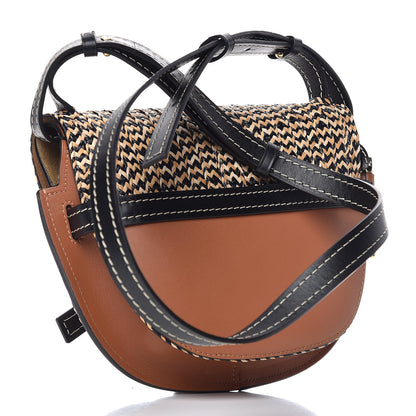 Loewe Calfskin Woven Raffia Small Gate Crossbody Bag Tan 3 of 8