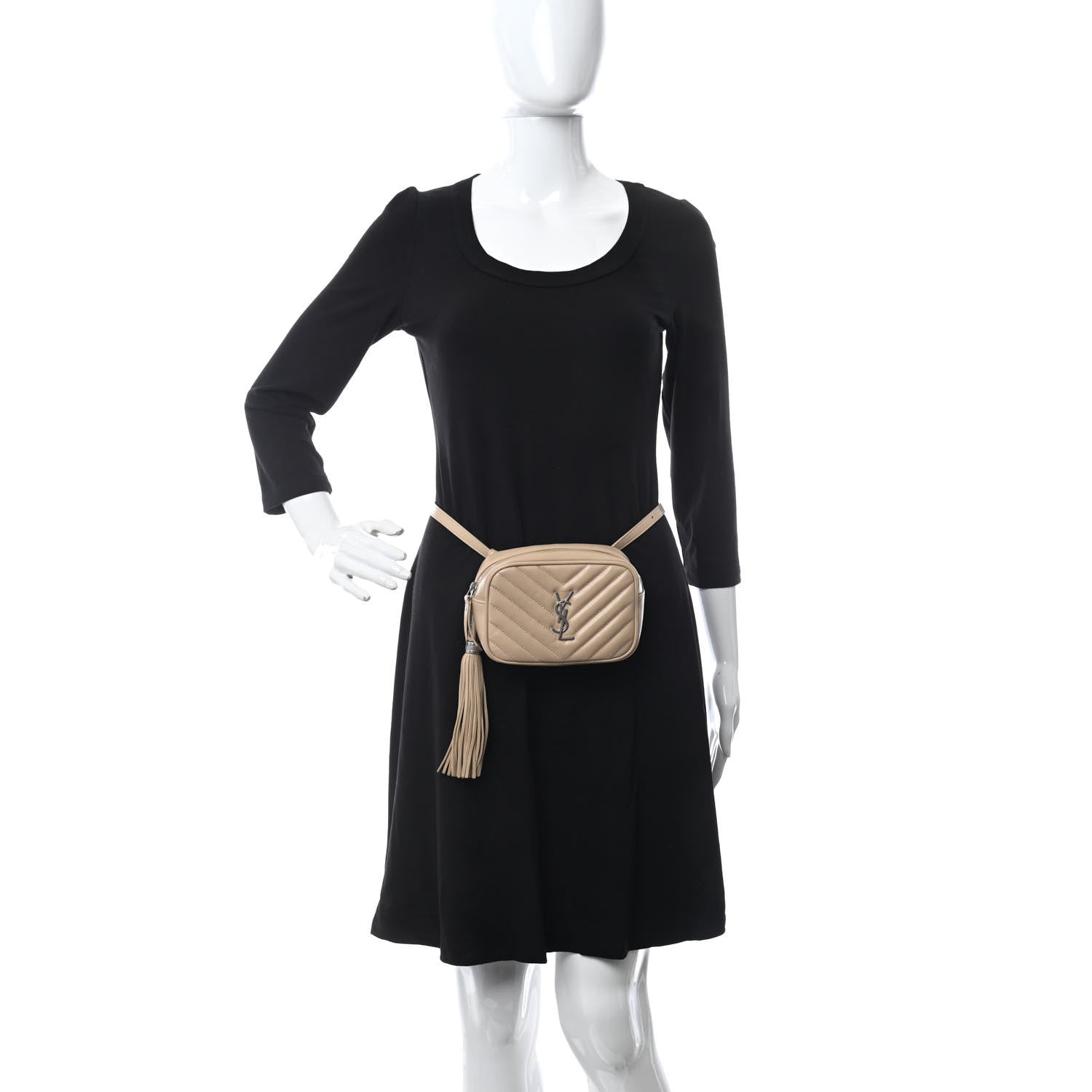 Saint Laurent Calfskin Matelasse Monogram Lou Belt Bag Nude Powder 2 of 11