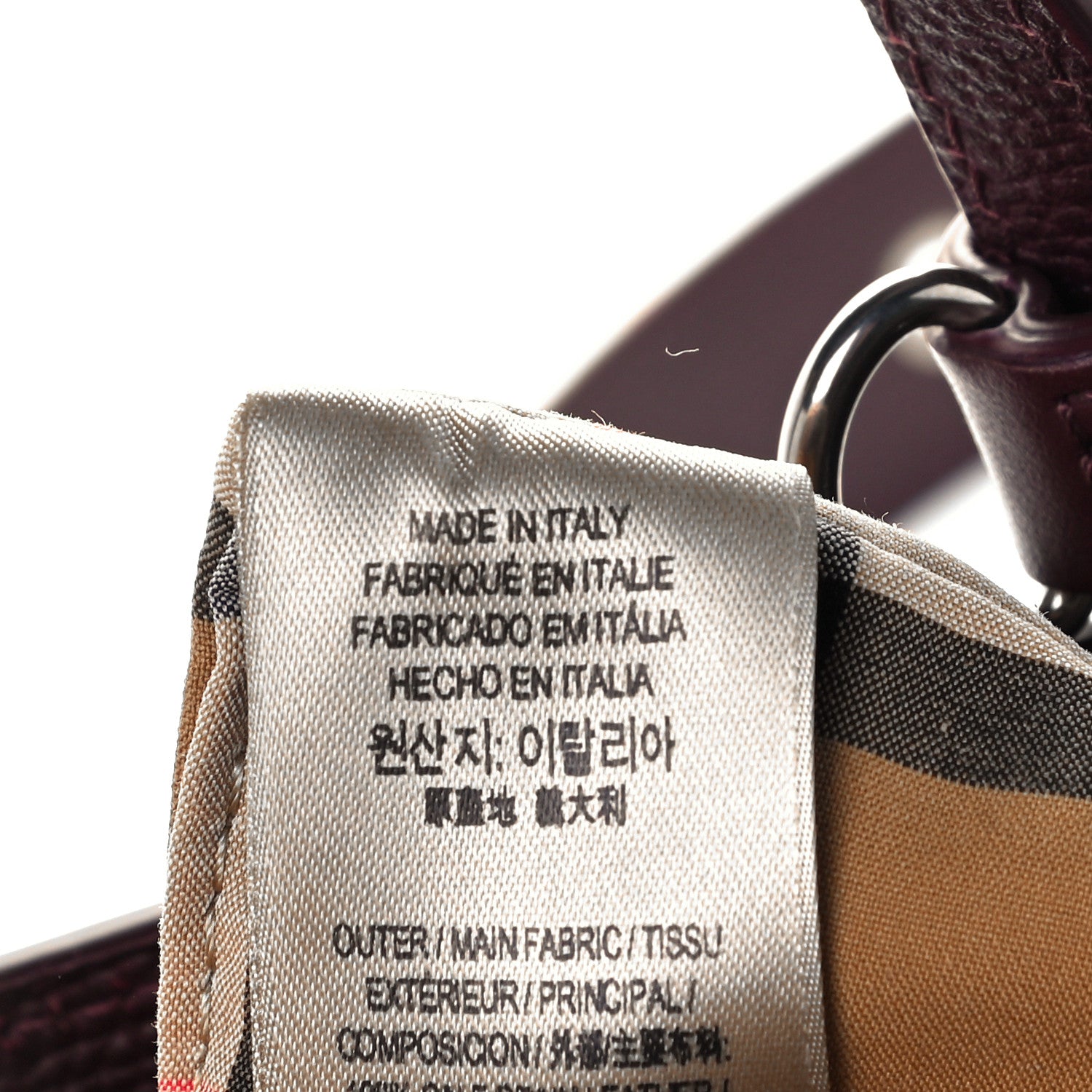 Burberry Derby Calfskin House Check Small Banner Tote Mahogany Red 8 of 11