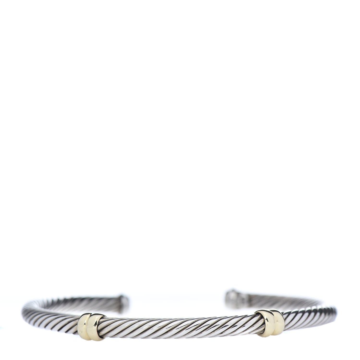 David Yurman Sterling Silver 18K Yellow Gold 4mm Double Station Cable Bracelet 1 of 4
