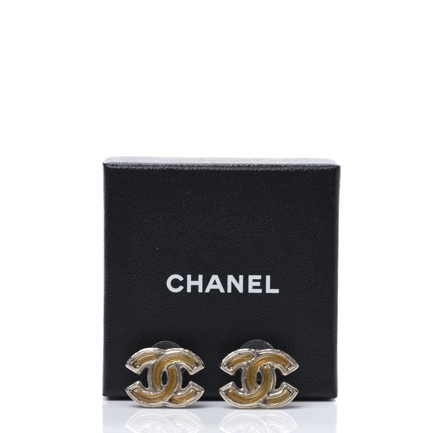 Enamel CC Earrings Gold Light Gold