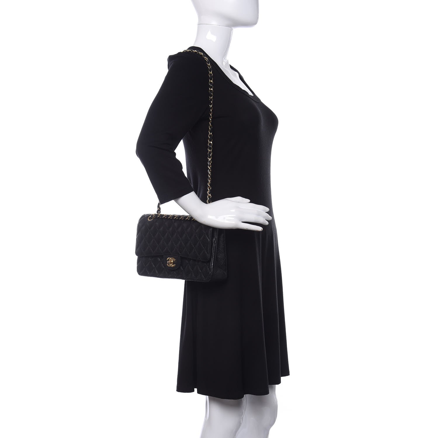 Chanel Caviar Quilted Medium Double Flap Black 2 of 15