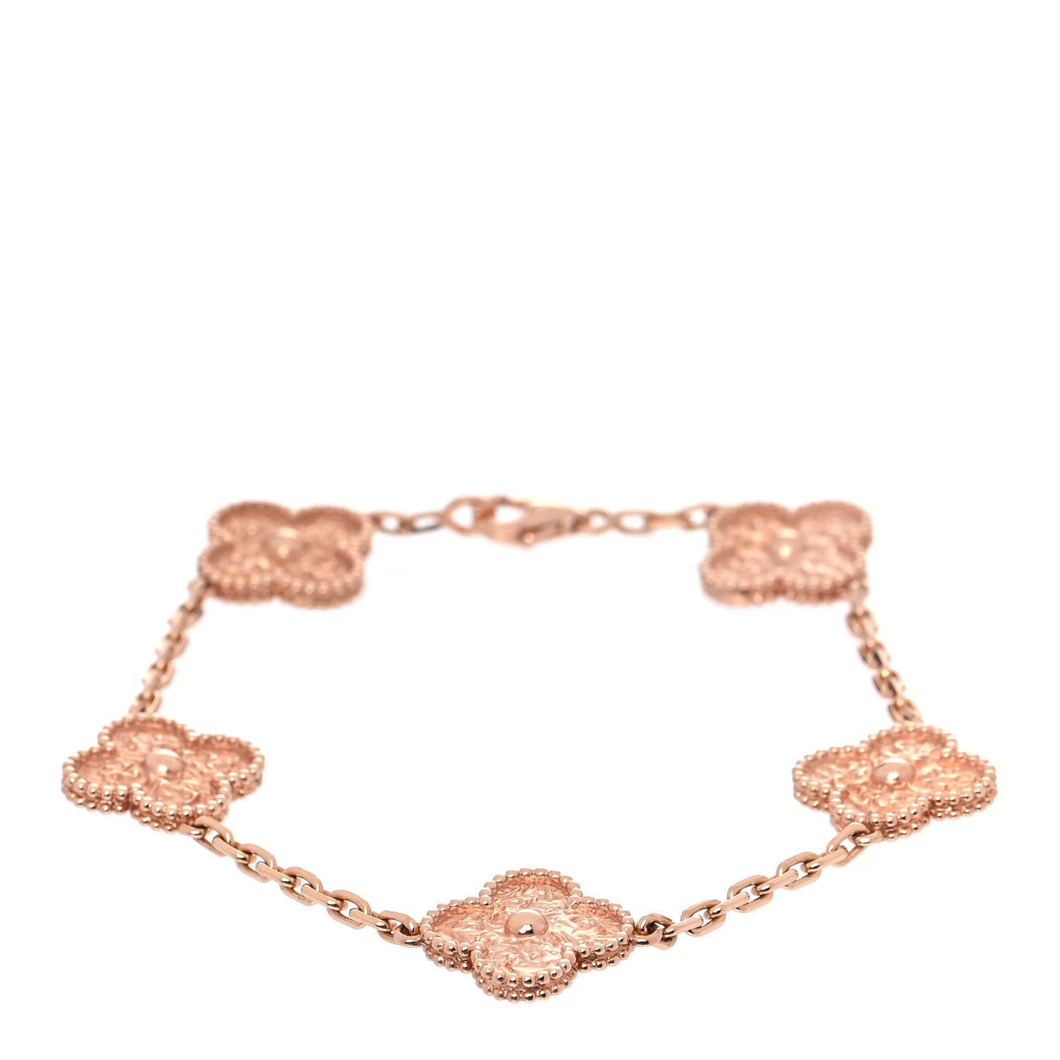 Van Cleef & Arpels 18K Rose Gold 5 Motifs Vintage Alhambra Bracelet 1 of 7