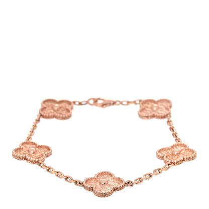 Van Cleef & Arpels 18K Rose Gold 5 Motifs Vintage Alhambra Bracelet 1 of 7