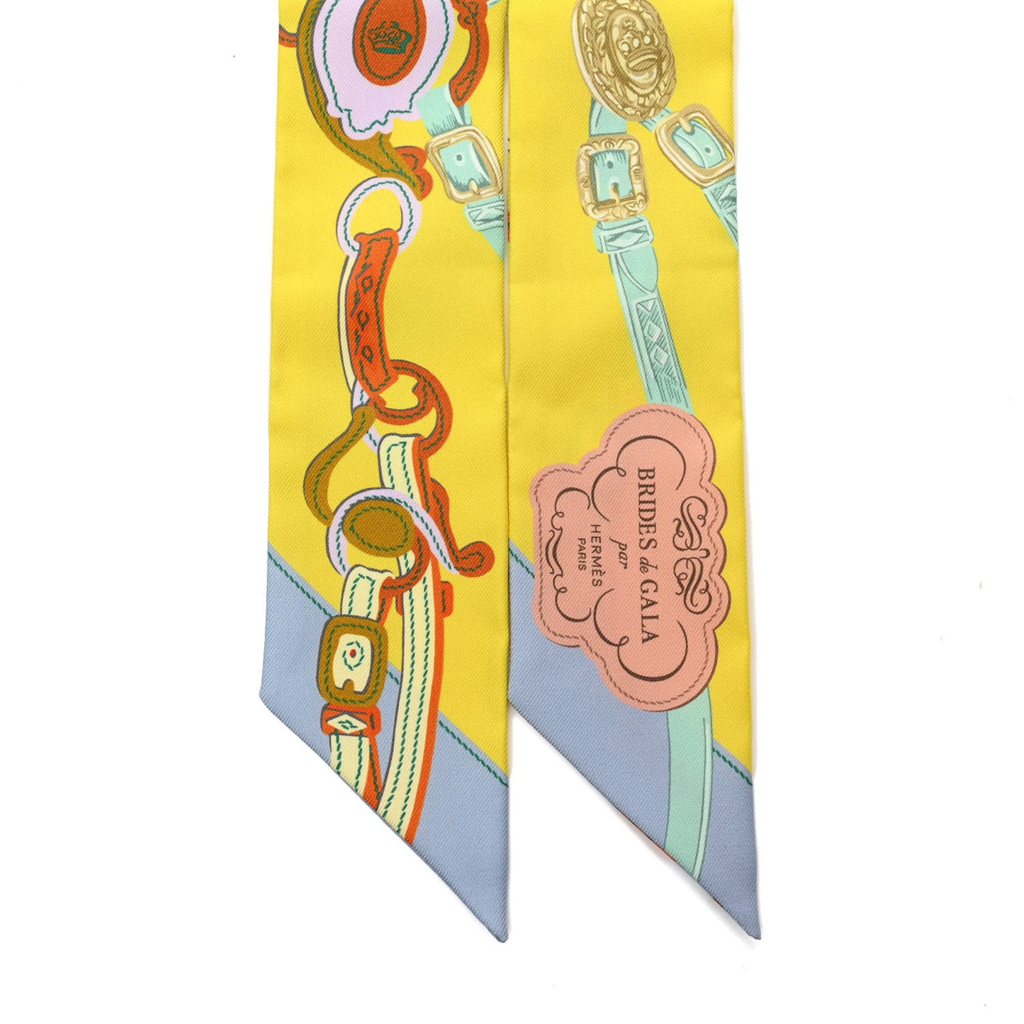 Silk Brides de Gala Applique Pique Twilly Jaune Vif Vert D'eau Bronze