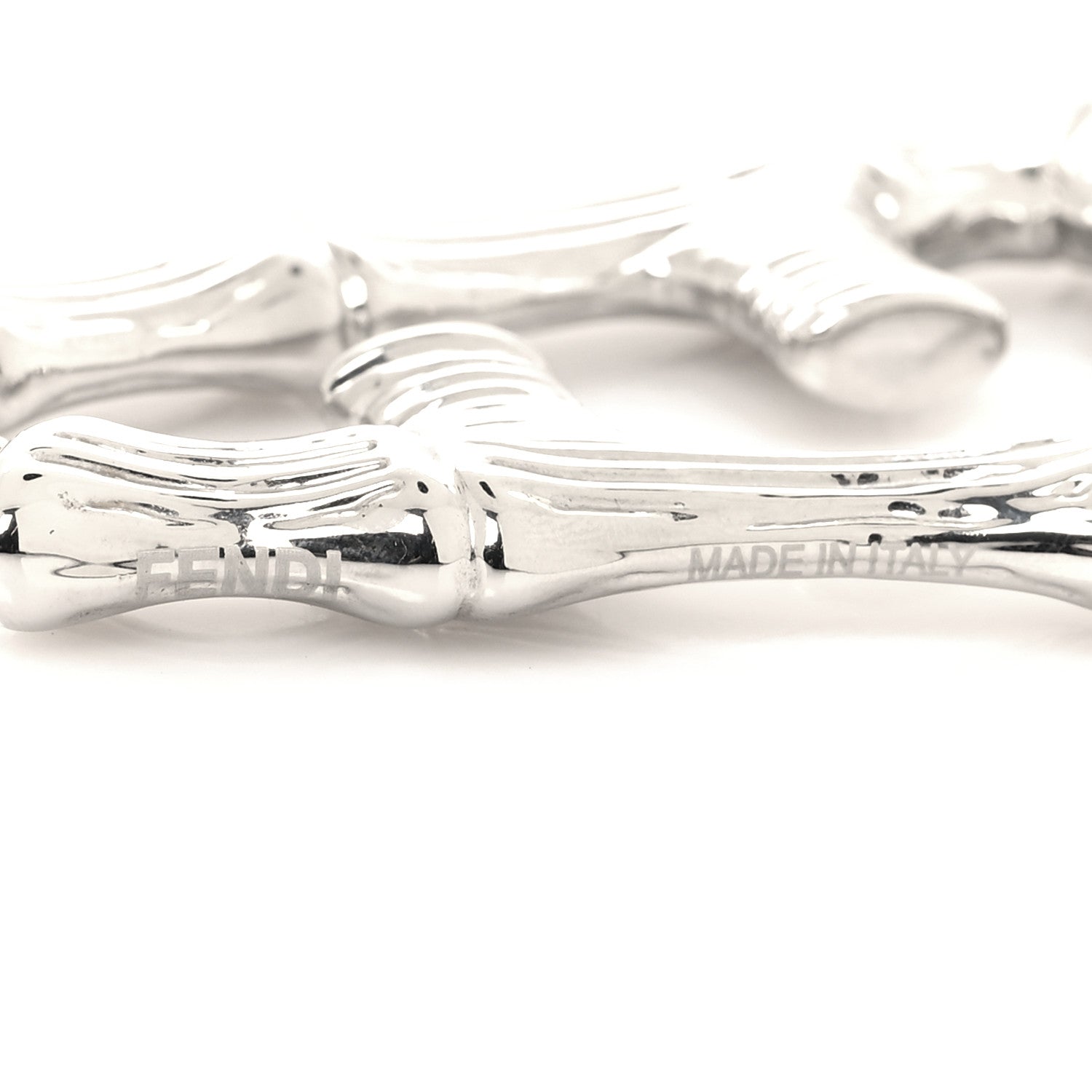 Fendi Metal FF Bamboo Hoop Earrings Silver 4 of 5