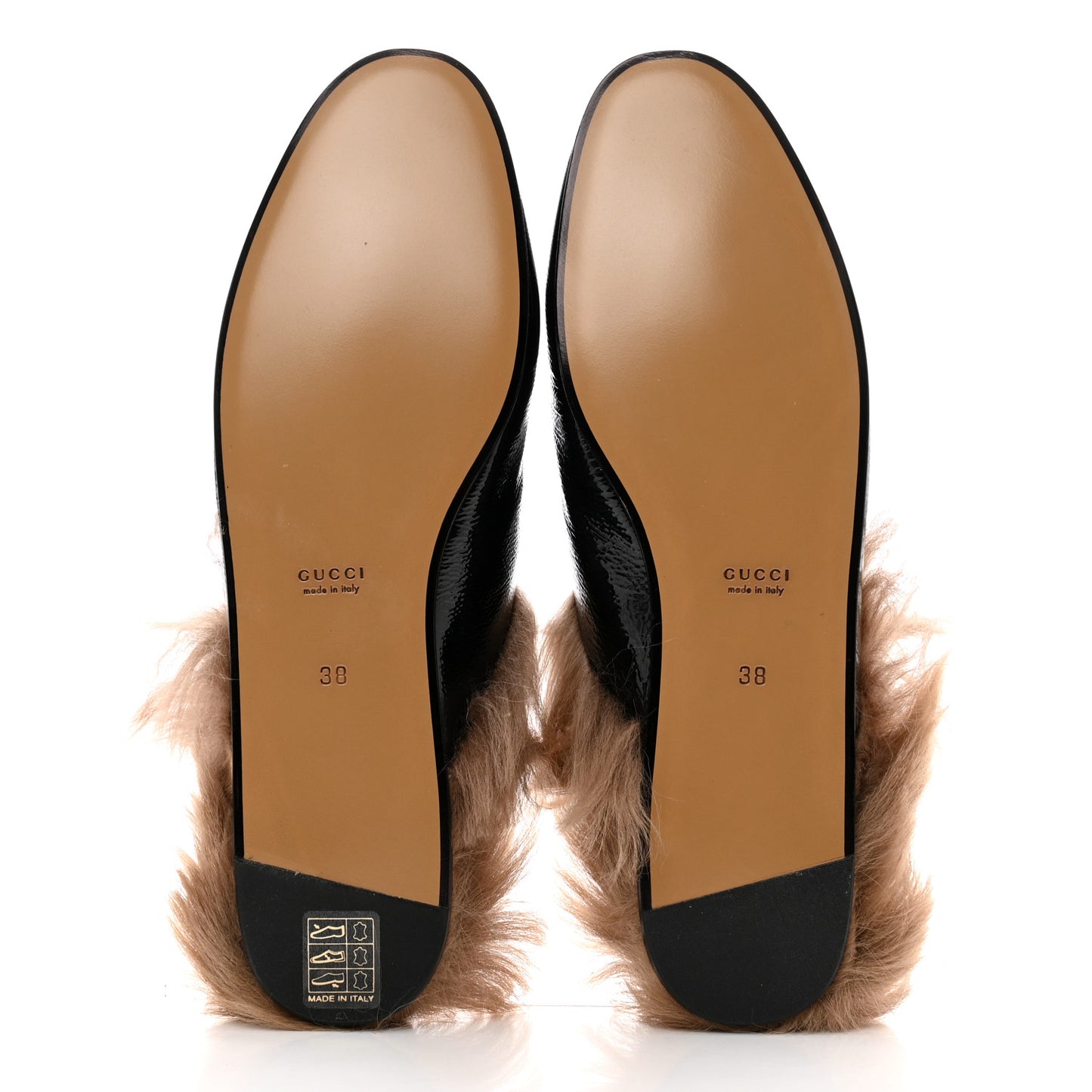 Patent Fur Womens Princetown Slippers 38 Black