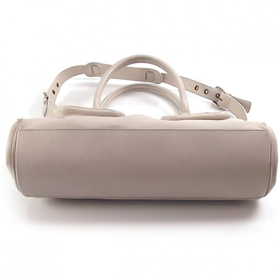 Leather Grace Kisslock Tote Linen