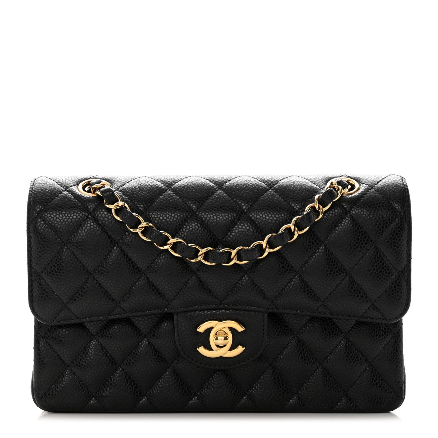 Caviar Quilted Small Double Flap Black