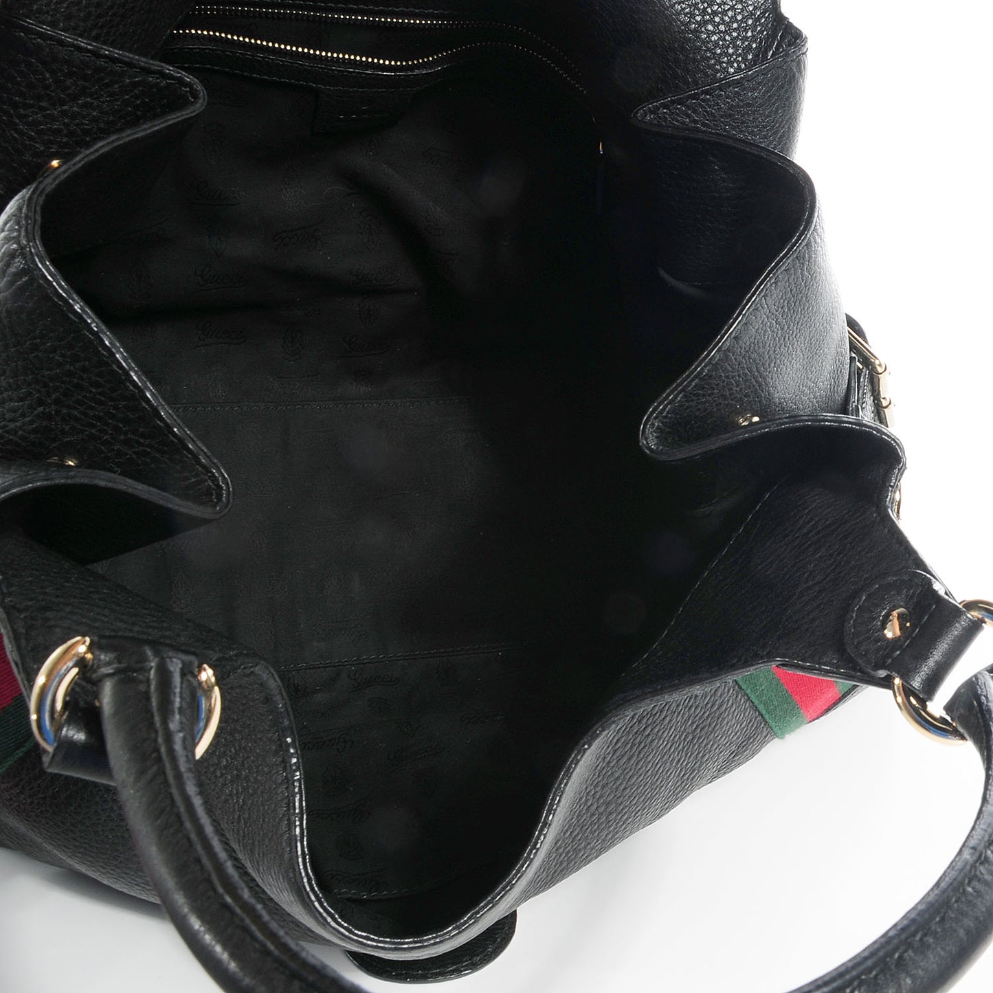 Leather Medium Web Heritage Shoulder Bag Black