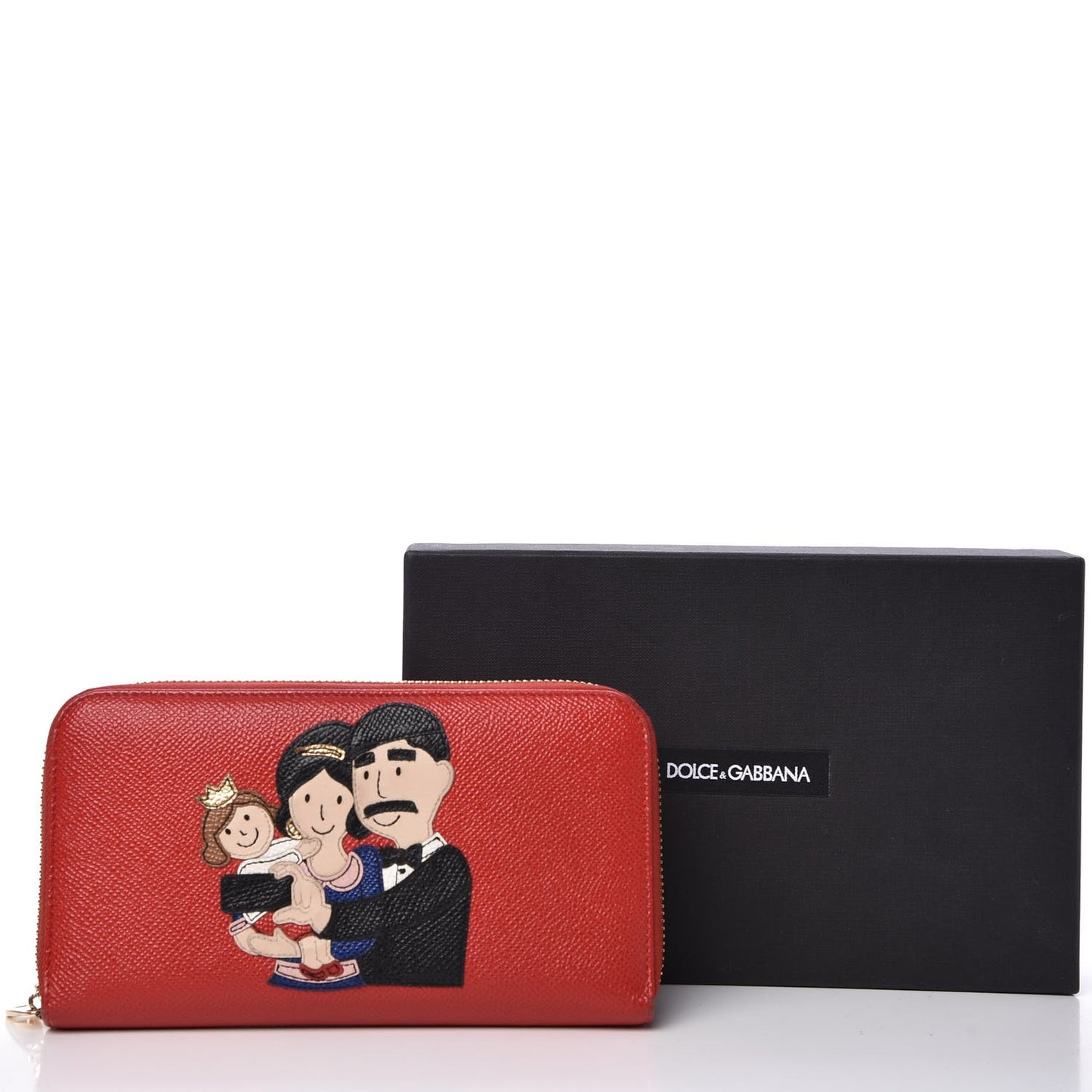 Dauphine Family Patch Zip Around Wallet Red