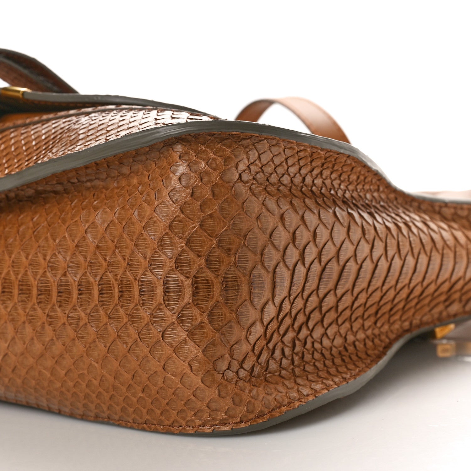 Chloe Snakeskin Calfskin Medium Marcie Satchel Brown 9 of 9