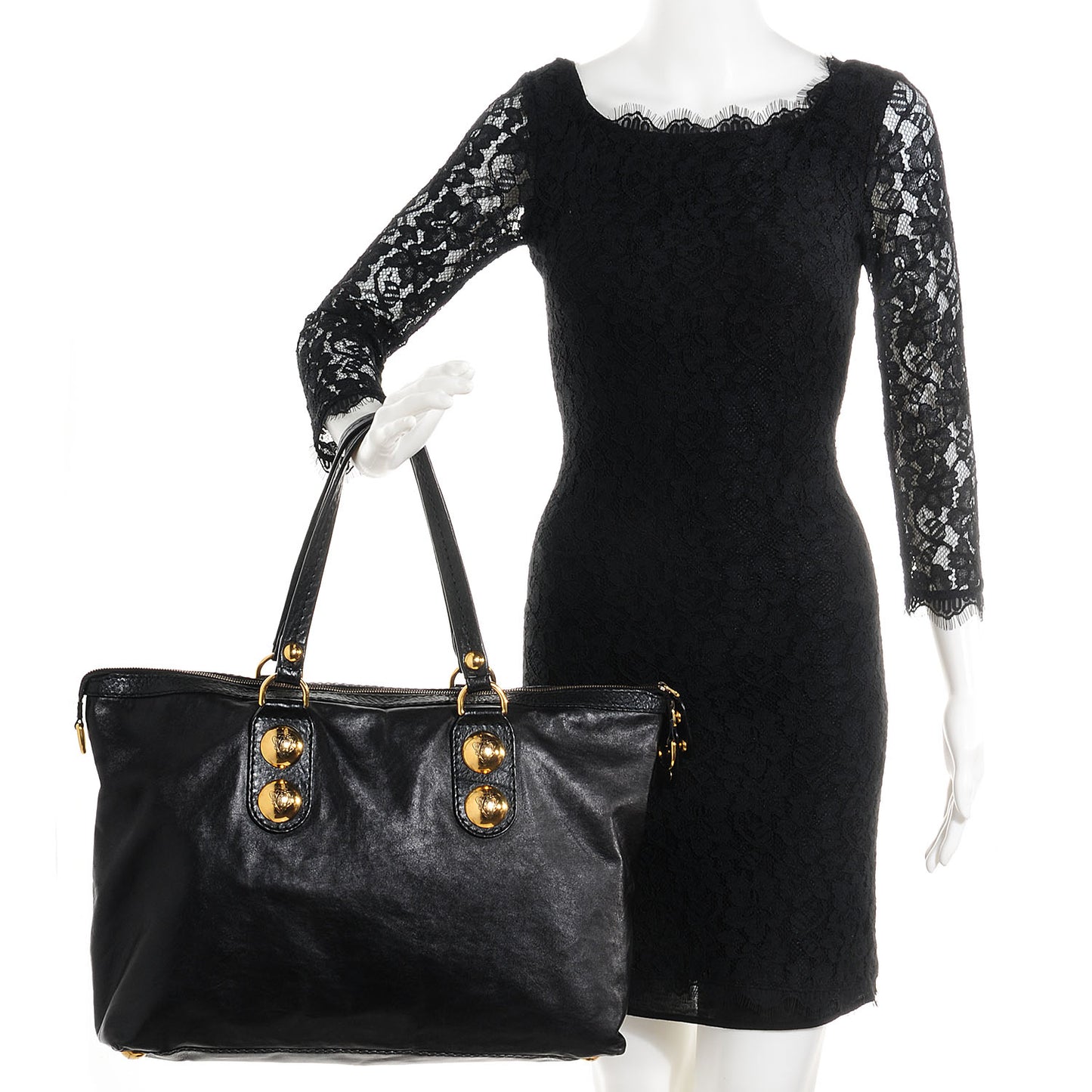 Leather Large Babouska Tote Black