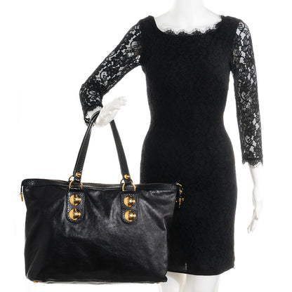 Gucci Leather Large Babouska Tote Black 2 of 8