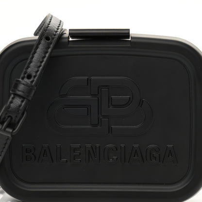 Balenciaga Recycled Plastic Calfskin Embossed Mini Lunch Box Case with Strap Black 7 of 10
