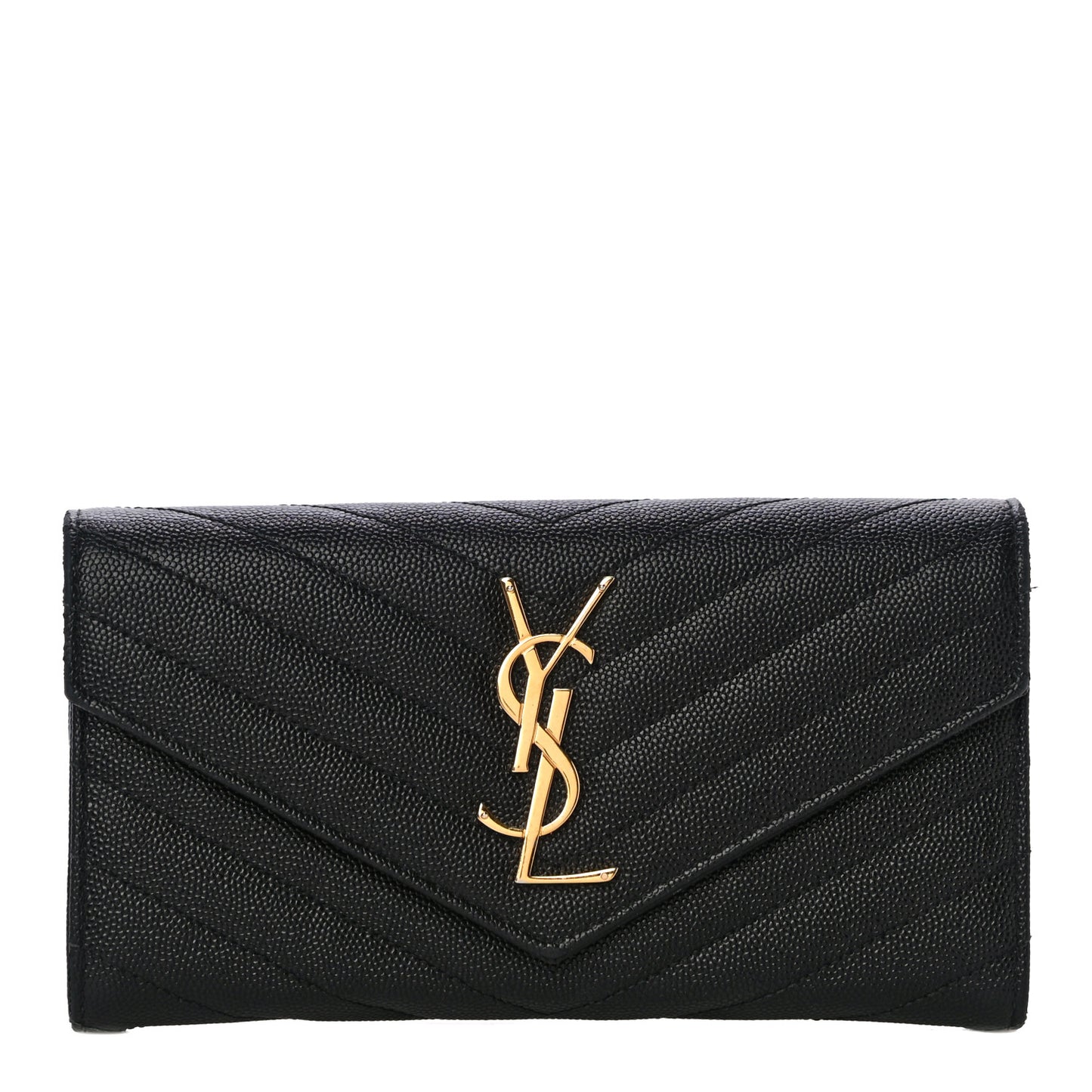 Grain De Poudre Matelasse Chevron Monogram Flap Wallet Black