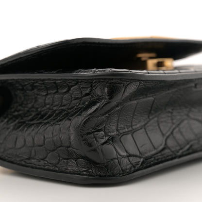 Balenciaga Extra Supple Calfskin Crocodile Embossed Gossip Chain Bag XS Black 8 of 10