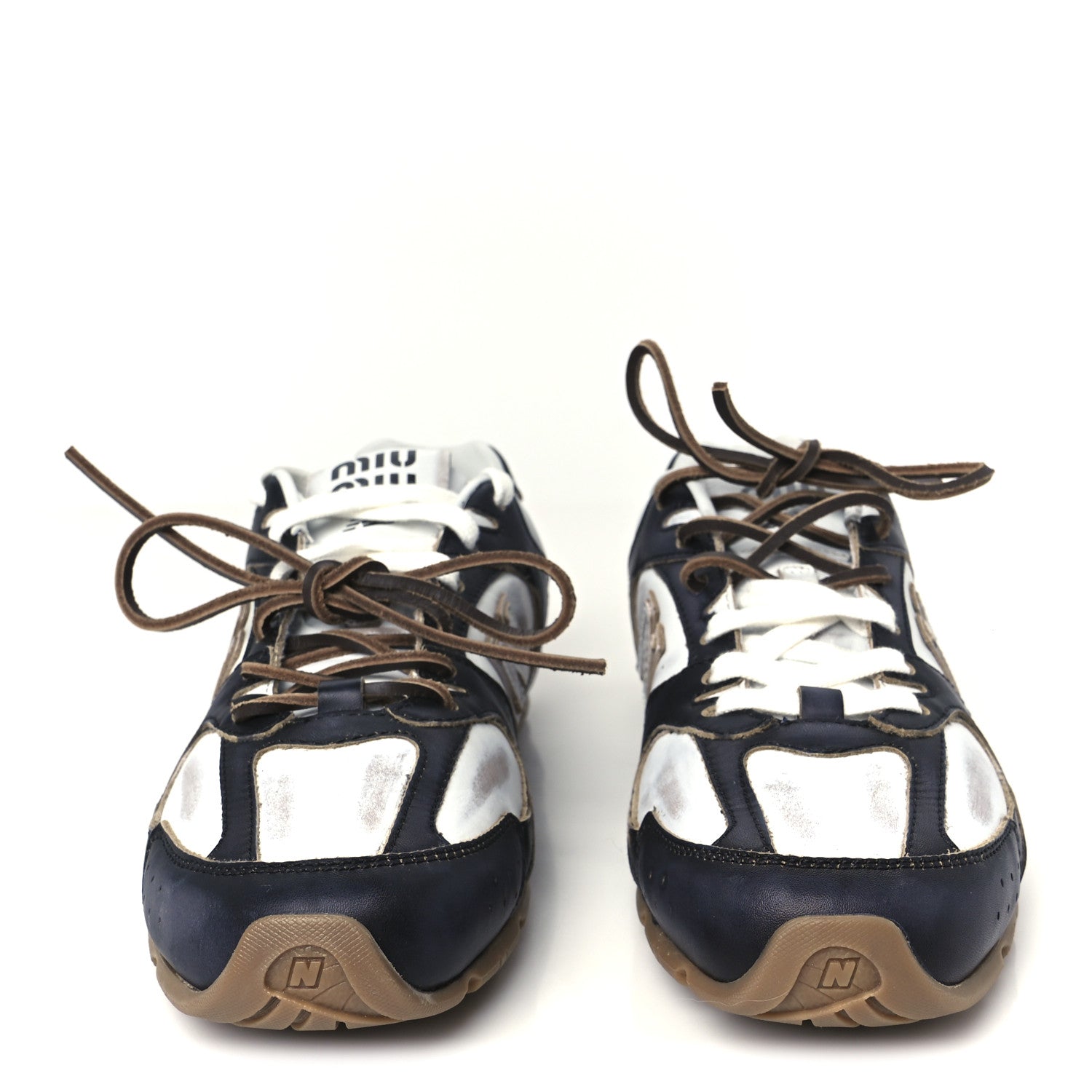 Miu Miu X NEW BALANCE Vitello Deco Bicolor 530 SL Sneakers 37.5 Black White 3 of 9