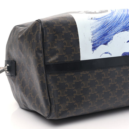 Celine X DAVID WEISS Triomphe Canvas Waves Large Voyage Duffle Black Multicolor 6 of 7