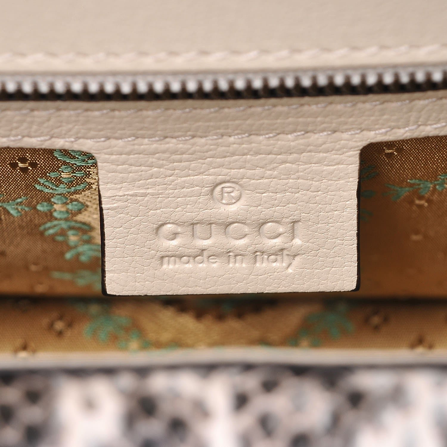 Gucci Calfskin Snakeskin Studded Small Ottilia Top Handle Bag White 6 of 7