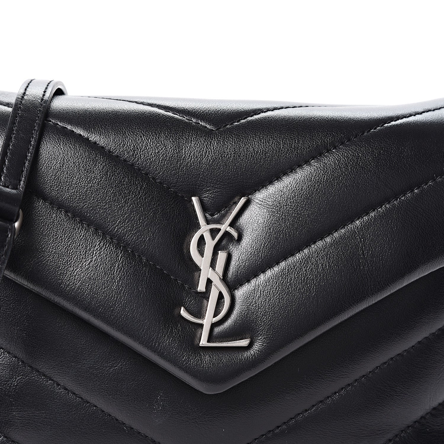 Saint Laurent Calfskin Y Quilted Monogram Toy Loulou Crossbody Bag Black 8 of 10