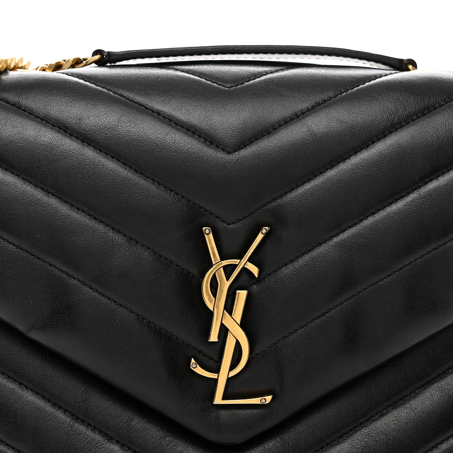 Saint Laurent Calfskin Y Quilted Monogram Medium Loulou Chain Satchel Black 4 of 10