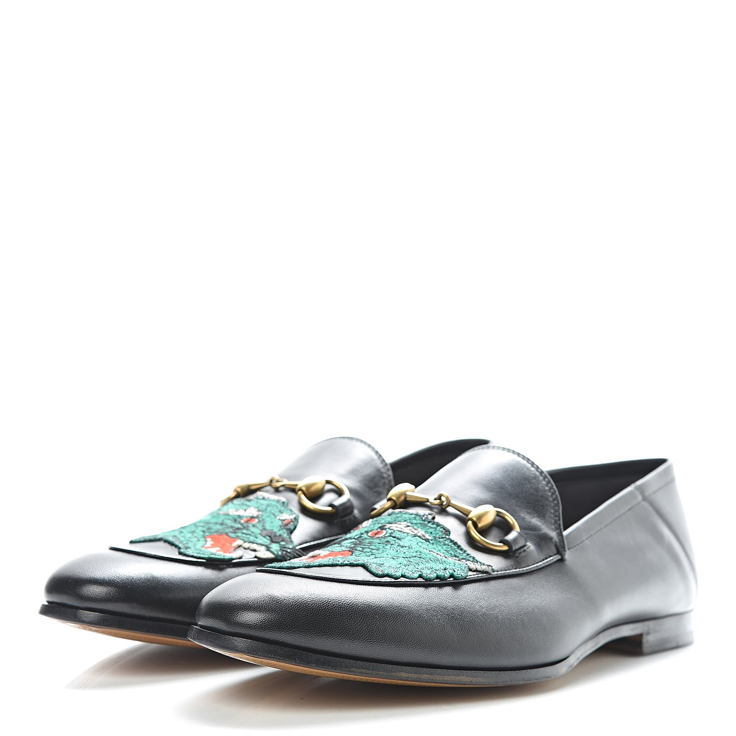 Gucci Lambskin Wolf Embroidered Mens Brixton Horsebit Loafers 9 Black 3 of 9