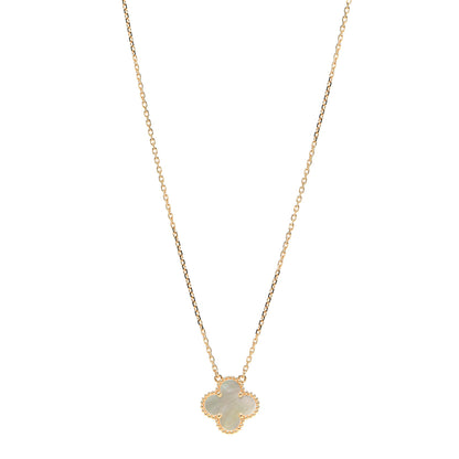 Van Cleef & Arpels 18K Yellow Gold Mother of Pearl Vintage Alhambra Pendant Necklace 1 of 7