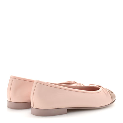 Chanel Lambskin Cap Toe CC Ballerina Flats 37 Light Pink Dark Pink 5 of 9
