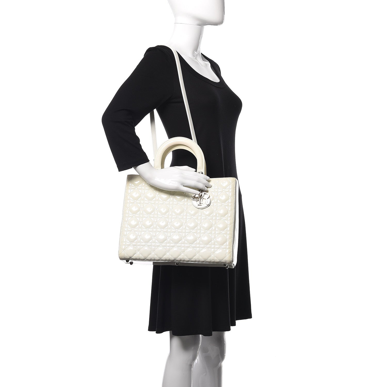 Christian Dior Patent Cannage Large Lady Dior White 3 of 19