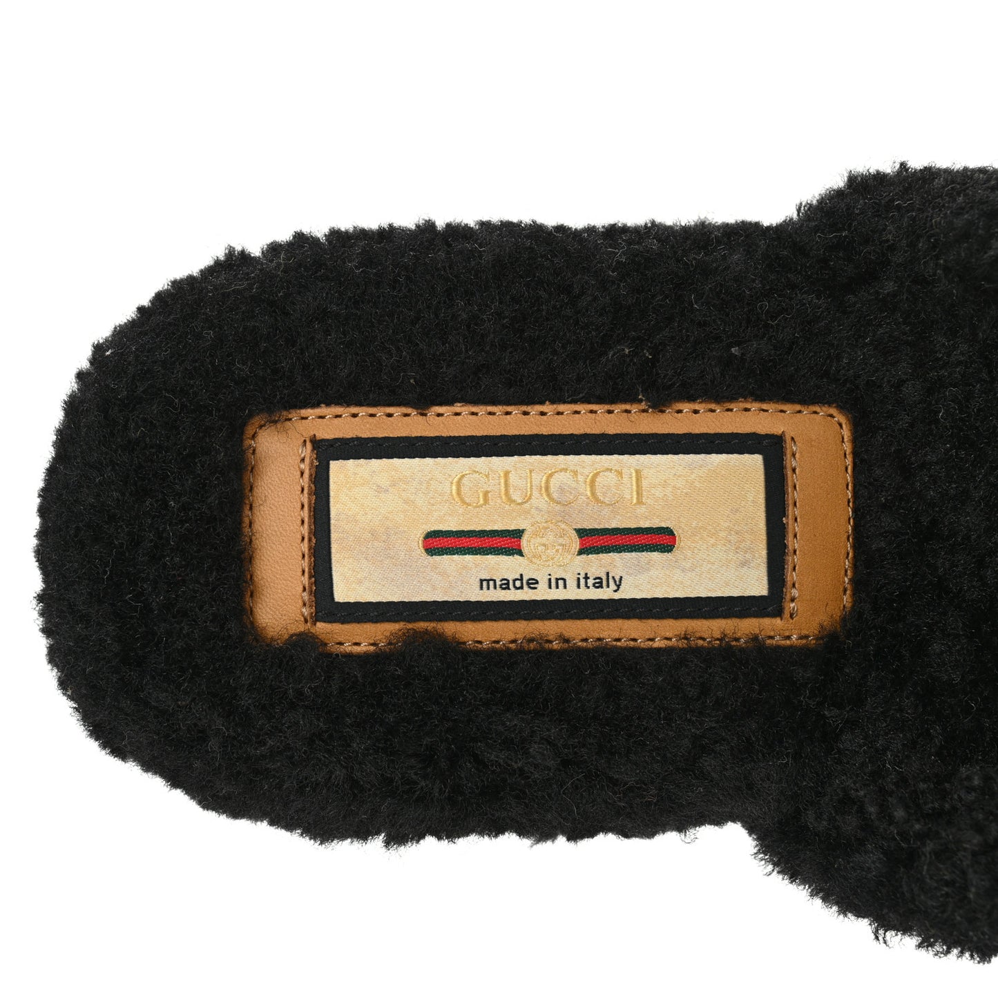 Shearling Interlocking G Womens Eileen Slippers 36 Black Butterscotch