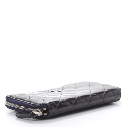 Chanel Patent Quilted Small Zip Around Wallet Dark Purple 4 of 13
