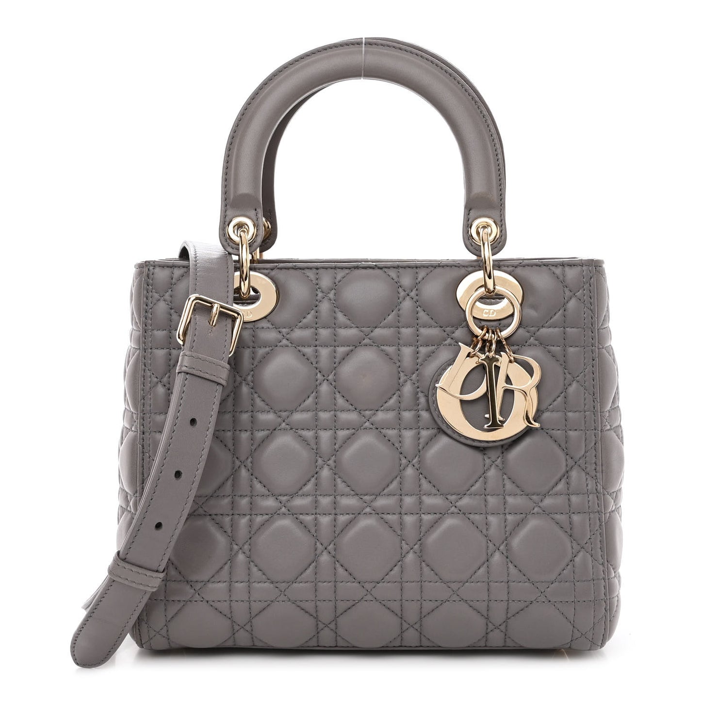 Lambskin Cannage Medium Lady Dior Grey