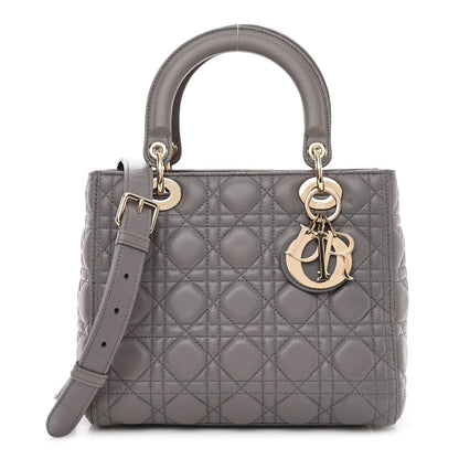 Christian Dior Lambskin Cannage Medium Lady Dior Grey 1 of 9