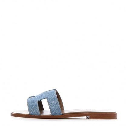 Hermes Denim Canvas Oran Sandals 35.5 Bleu Clair 1 of 9