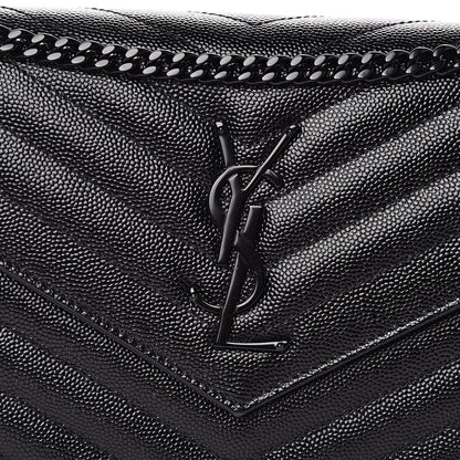 Saint Laurent Grain De Poudre Matelasse Chevron Monogram Chain Wallet Black 10 of 11