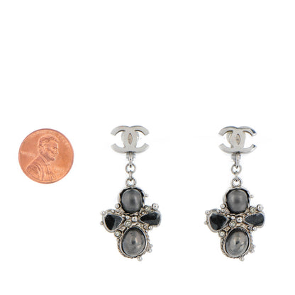 Chanel Resin CC Drop Clip On Earrings Grey 2 of 4