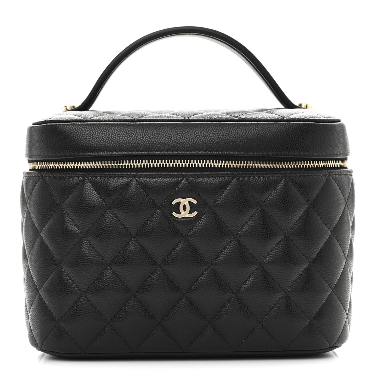Caviar Quilted Large Vanity Pouch Black
