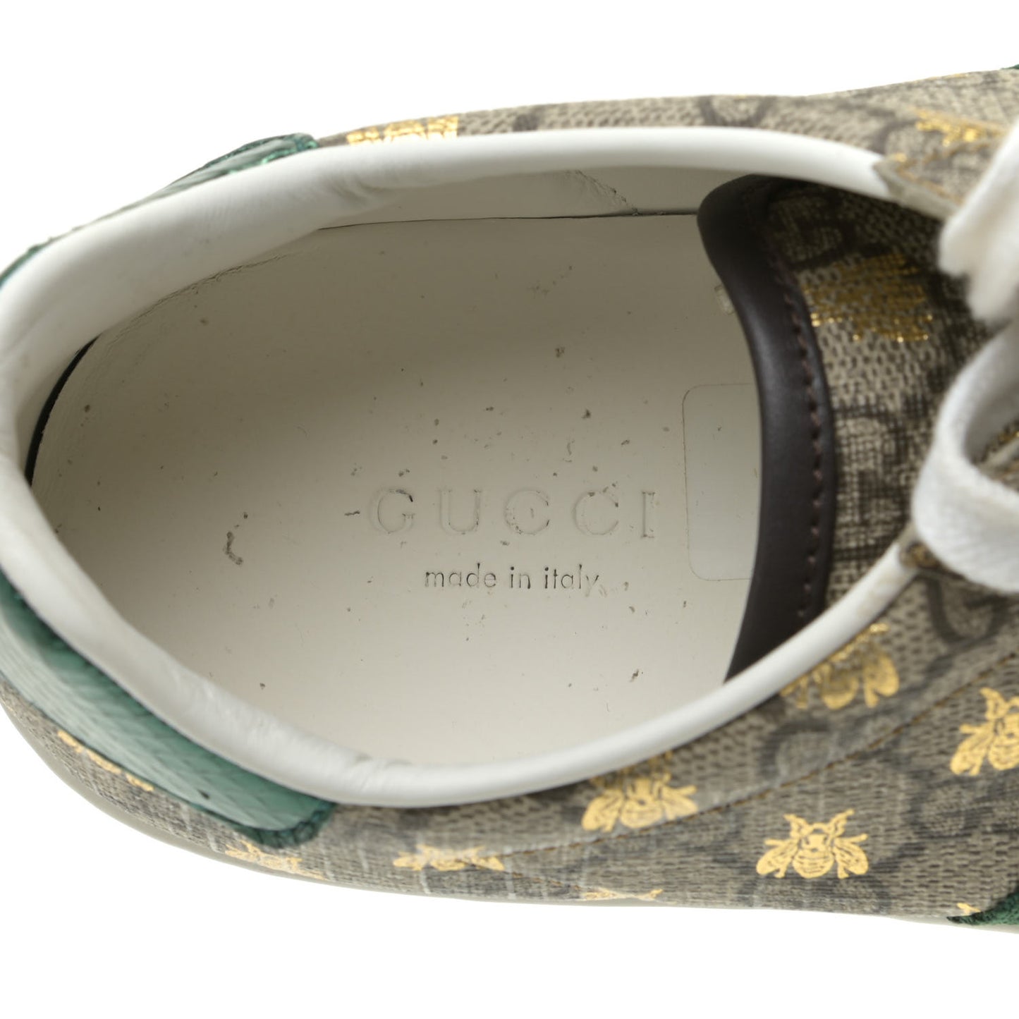 GG Supreme Monogram Bees Ayers Web Womens Ace Sneakers 36 Beige Oro Green Red