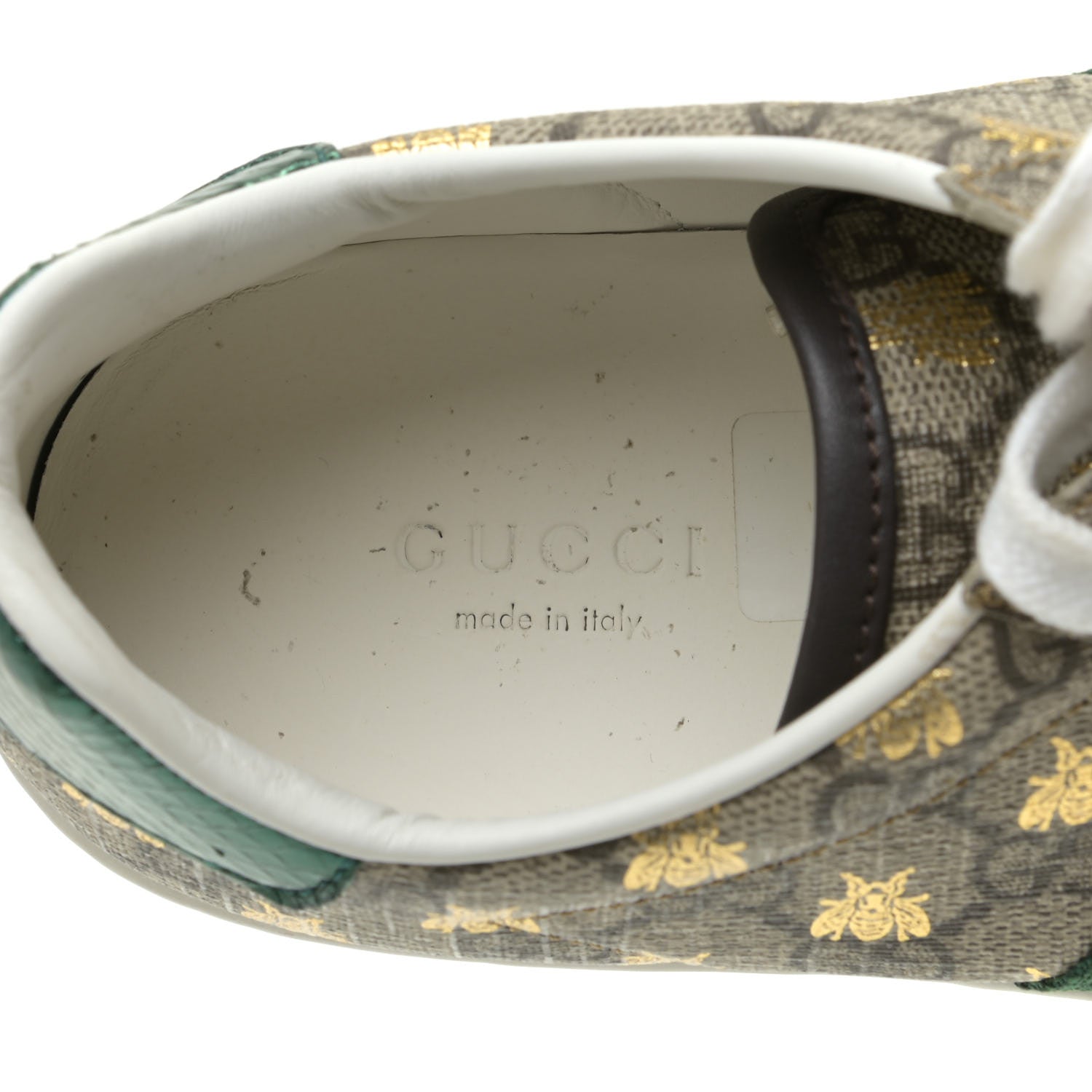 Gucci GG Supreme Monogram Bees Ayers Web Womens Ace Sneakers 36 Beige Oro Green Red 7 of 10