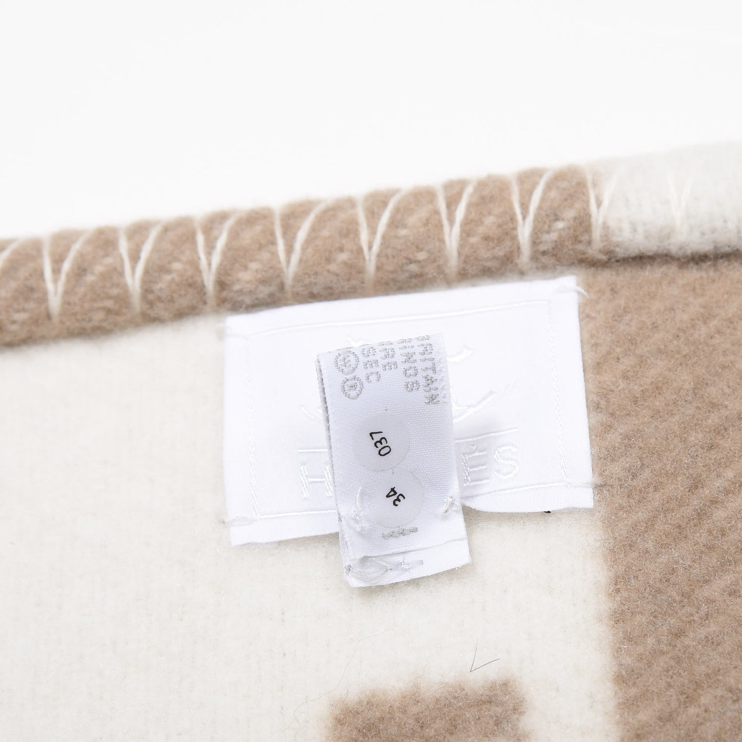 Wool Cashmere Avalon Baby Blanket Noisette Moyen White