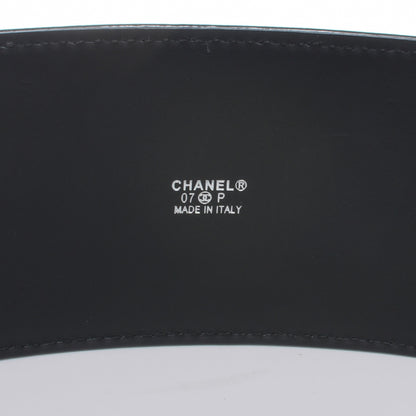 Chanel Patent Leather Silver CC Buckle Wide Belt 90 36 Black 4 of 5